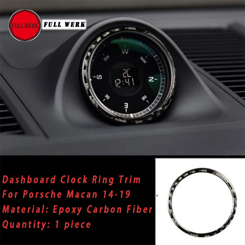 1 adet Araba Dashboard Pusula Saat Halkası Dekorasyon Trim Etiket Çerçevesi Porsche Macan 2014 için 15 16 17 18 19 İç Aksesuar