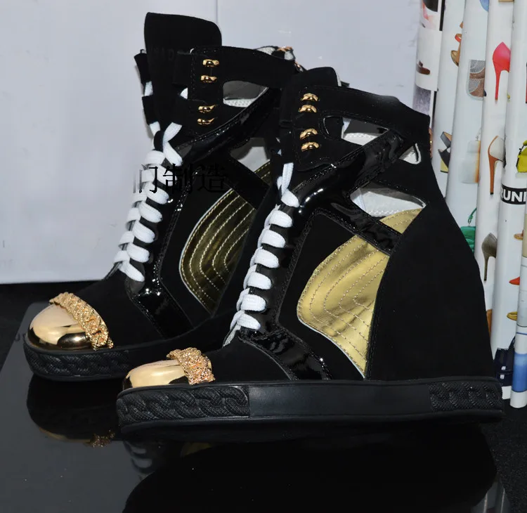 White Autumn Winter Shoes Height Increasing Fashion Casual Platform Shoes Breathable Lace Up Hidden Wedges Sneakers For Women