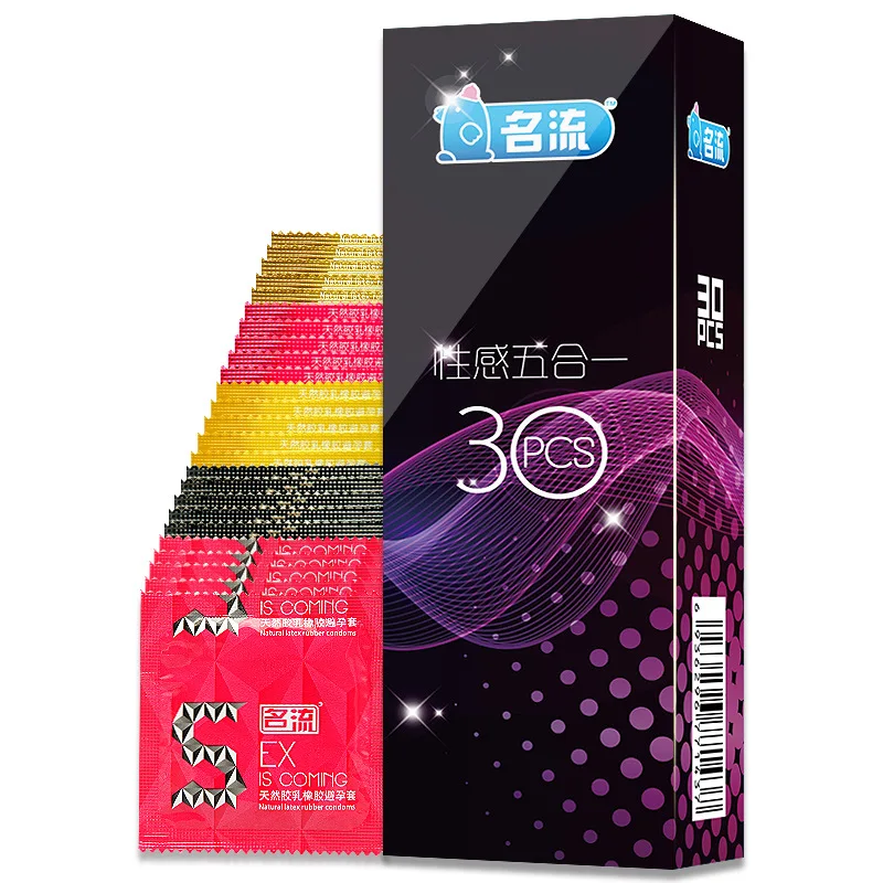 MingLiu Condoms 30 Pcs/Lot 5 Types Sexy Latex Dots Pleasure Natural Rubber Penis Condoms For Men Sex Erotic Contraception