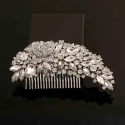 Clear Rhinestone Crystals Wedding Bride Bridal Hair Accessories 2020 Floral Hair Comb Head Pieces Hair Pins Jewelry Accessories