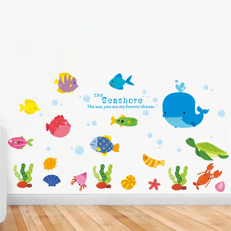 Underwater Fish Seashore Wall Sticker Decals Bathroom Bedroom Nursery Window Decor Nursery Decals Poster Mural