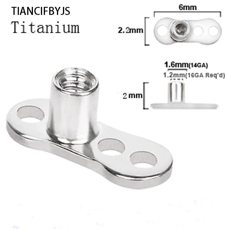 TIANCIFBYJS 14G G23 Titanium Micro Dermal Anchor 316L Stainless Steel Top and Base Drive Skin Fancy Body Jewelry Piercing 50pcs