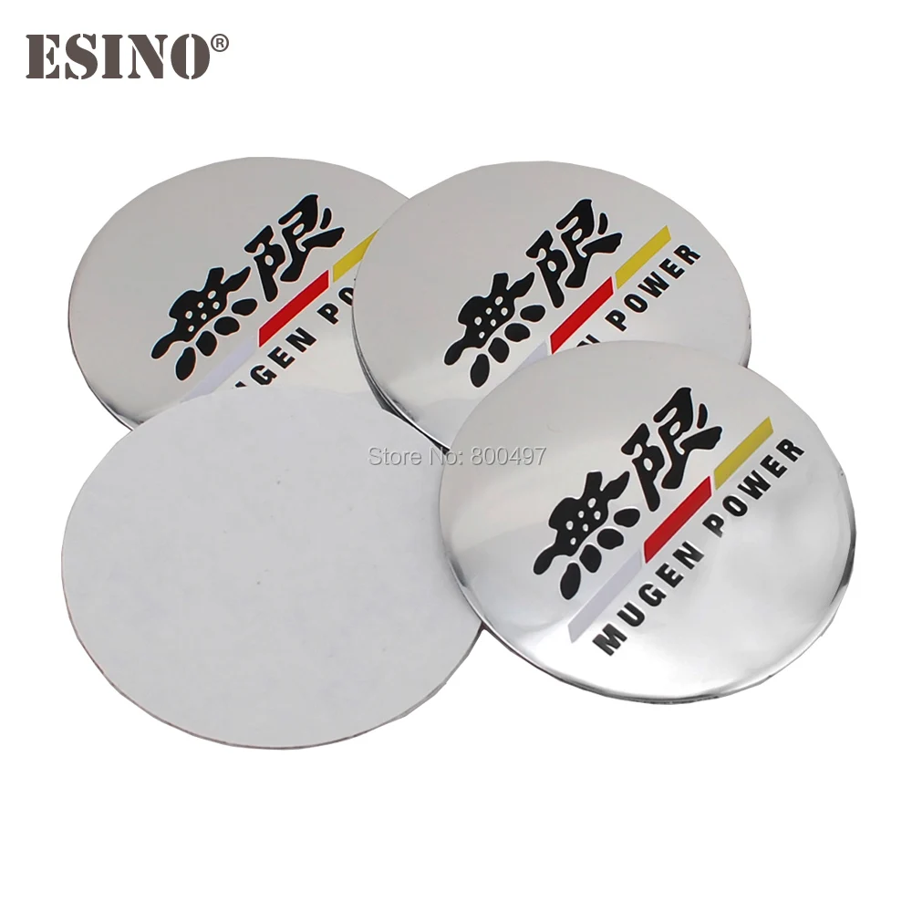 4 x Car Styling 3D Metal Aluminium Alloy Wheel Center Cap Stickers Wheel Hub Cap Decals Emblems Badges for Mugen Power