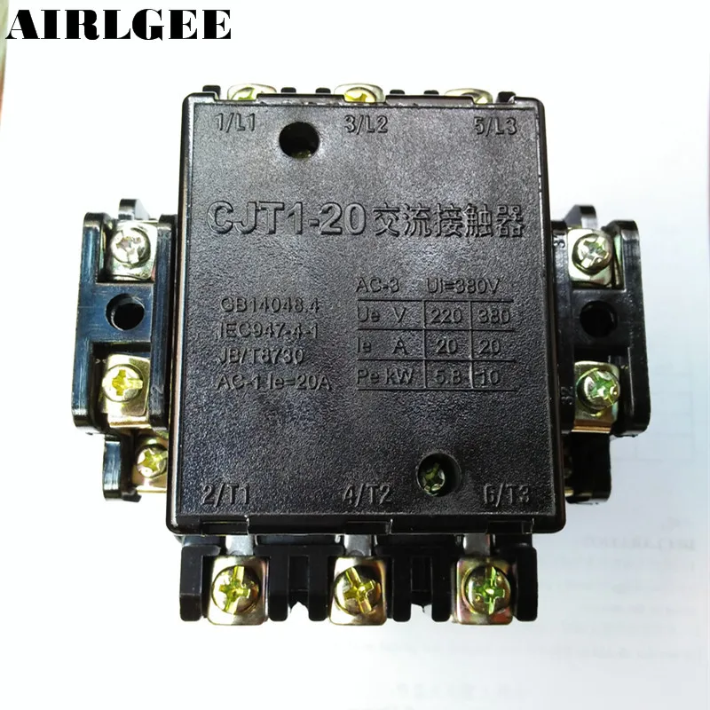 CJT1-20 Rate Coil Voltage 380V Ith 20A 3 Poles 2NO 2NC AC Contactor