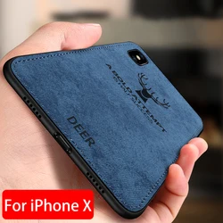 Ykspace Panno di Lusso Cervo Custodia per Iphone X Xs Max Xr Xsmax 10 Del Telefono Texture Custodie Molle Della Copertura Del Silicone Antiurto pieno Caso
