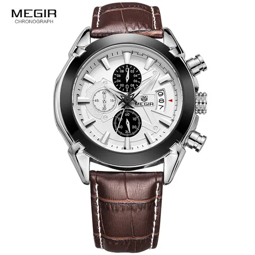 Imagen 2 del producto reloj megir de moda, deportivo, de cuarzo, de cuero, para hombre. Cronógrafo militar, relojes de pulso para hombre, estilo militar 2020, envío gratuito