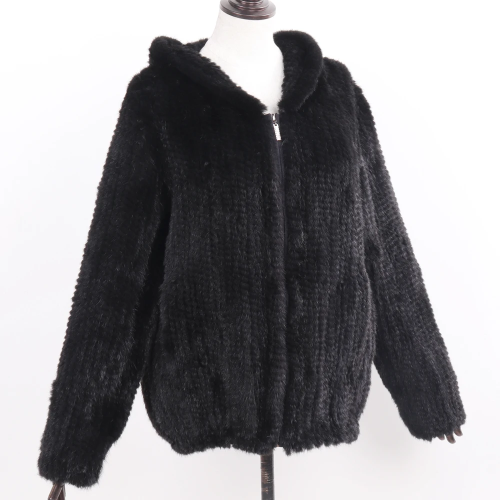 Abrigo con capucha de piel de visón Real para mujer, chaqueta de piel de visón auténtica, cálida, a la moda, de calidad Natural, para invierno