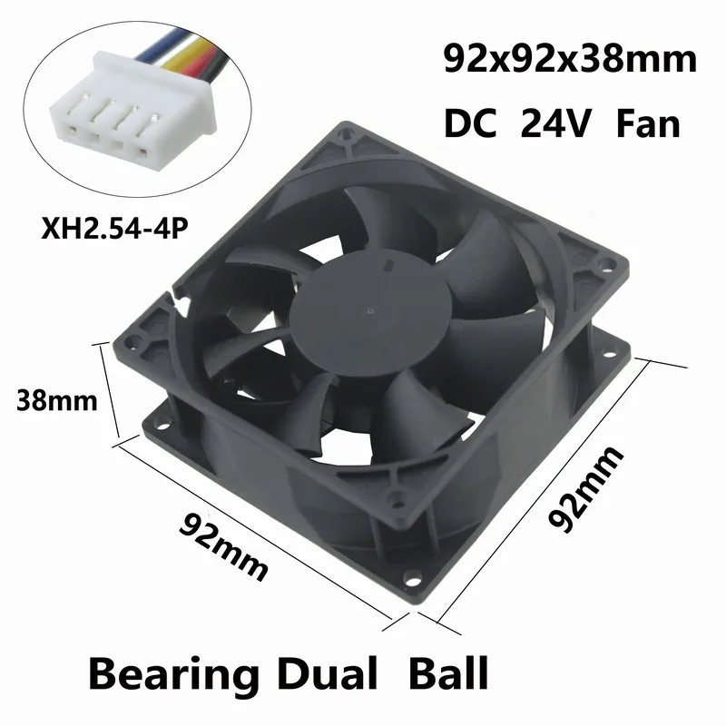 1 Piece Gdstime 24V Dual Ball Bearing Big Airflow Four Wire 4 Pin 9cm DC Brushless Fan 92mm x 38mm Computer Cooling Fan 90x90mm