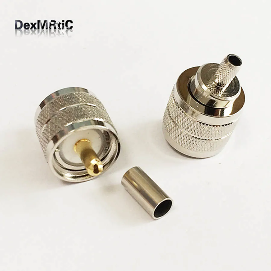 

1pc UHF male plug RF Coax Connector Crimp RG58,RG142,RG400,LMR195 Straight Nickelplated NEW wholesale