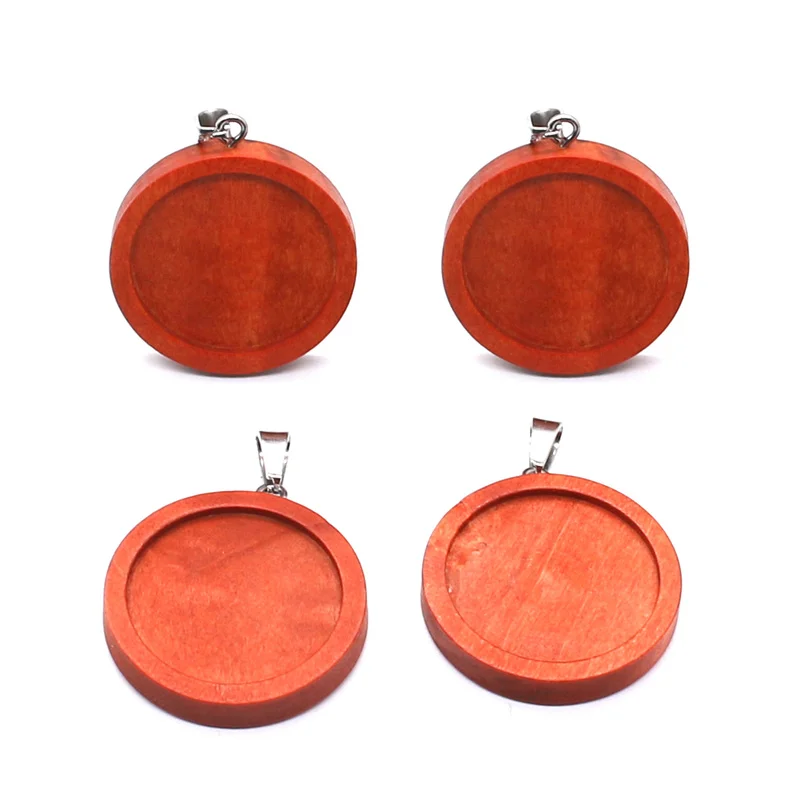 Aiovlo 10pcs/lot Wood Necklace Pendant Setting Cabochon Cameo Base Tray Bezel Blank Fit 25mm Cabochons Jewelry Making Findings