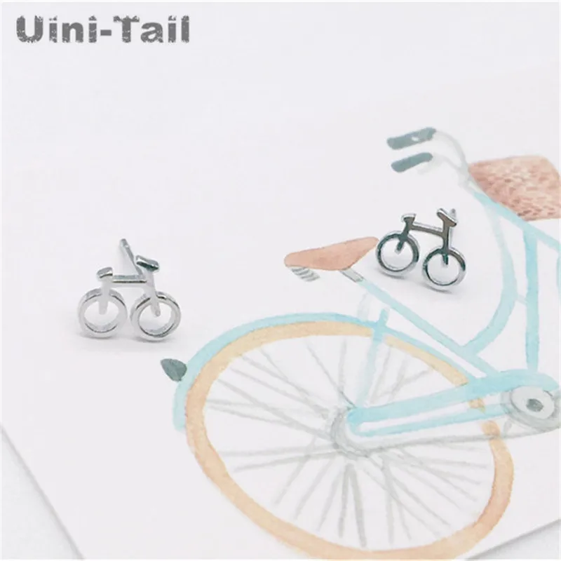 Nuovo caldo 925 argento tibetano creativo mini bici orecchini personalità selvaggio temperamento coreano semplice studente marea orecchio gioielli