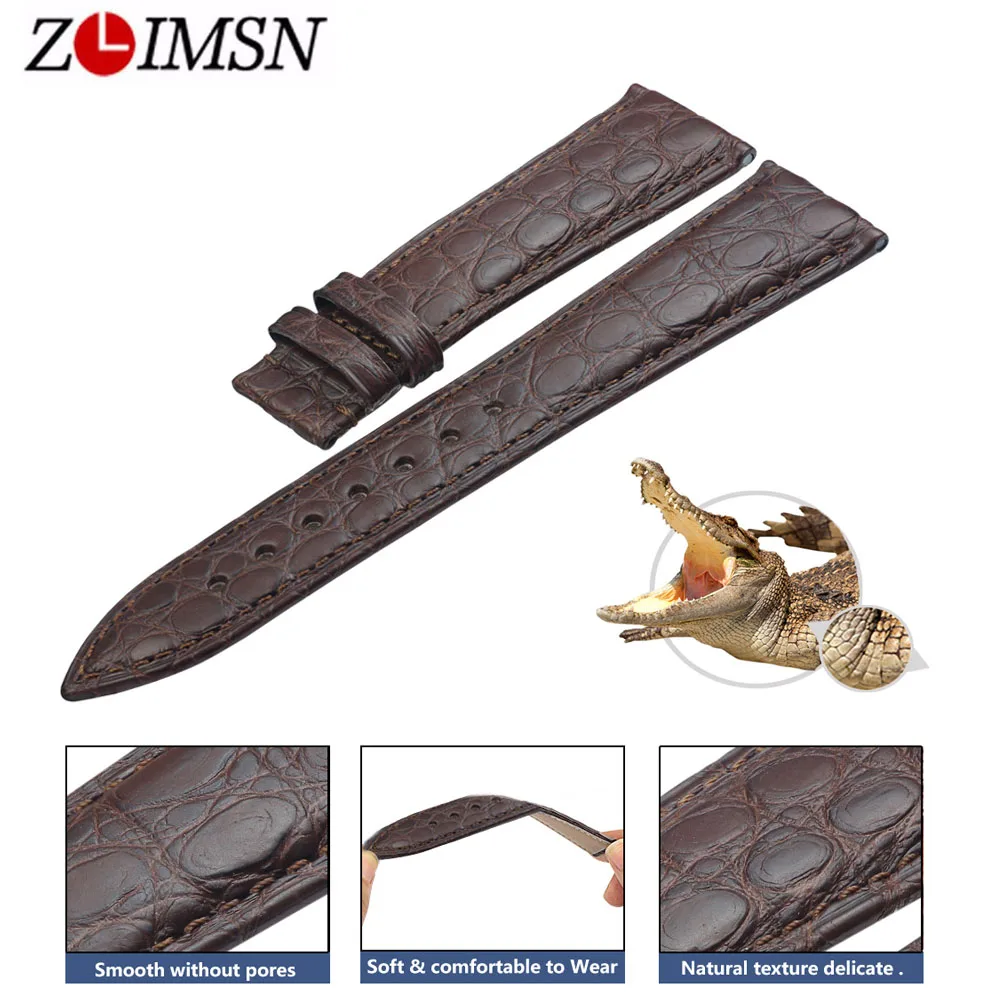 

ZLIMSN Brown Crocodile Leather Watch Band Luxury Circle Pattern Luxury Strap for Men and Women 12mm-26mm Can be Customized Size