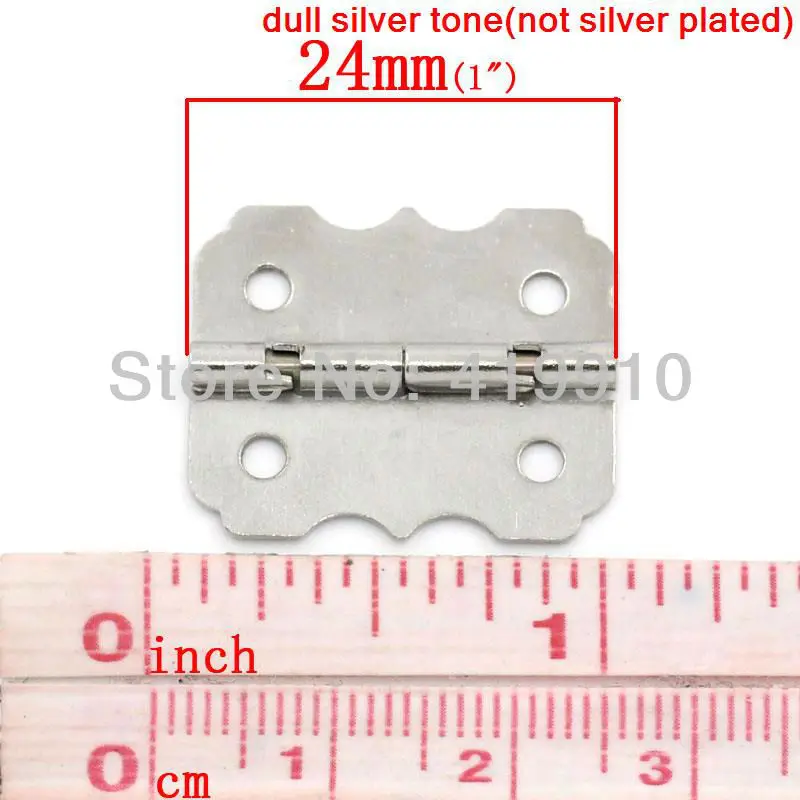 Free Shipping-50pcs Silver Tone 4 Holes Box Butt Hinges 24x20mm J1276