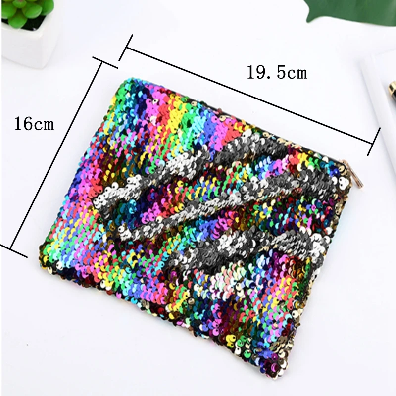 60pcs/lot New Reversible Sequins Mermaid Glitter Make Up Pouch Fashion Handbag Popular Lady Cosmetic Bag Evening Clutch Bag