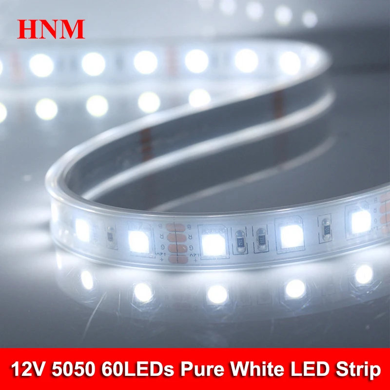 5M 5050 SMD 60LEDs/m Pure White Flexible LED Strip Lights 12V Waterproof IP67 Red Green Blue Yellow Yellow RGB