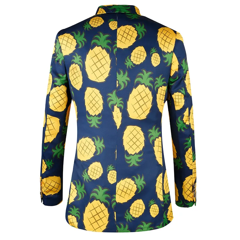 Fashion Pineapple Flower Pattern Print Suit Jacket Men Coat Casual Custom Made Suit Blazer Party Stage Peform Dress Suit Jacket