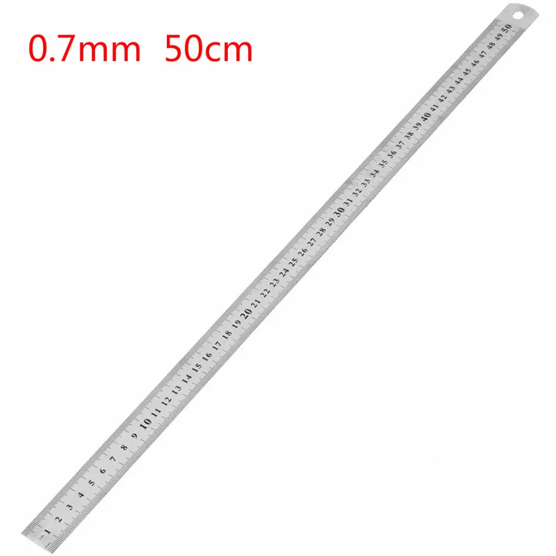 1Pcs High Quality 0.7mm Double Side Scale Stainless Steel Straight Ruler Measuring Tool 50cm Household Measurement Straight Rule