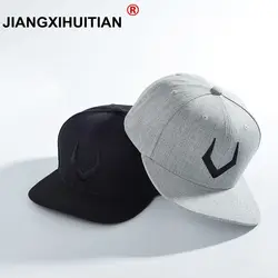 High quality grey wool snapback 3D pierced embroidery hip hop cap flat bill autumn winter baseball cap for men and women