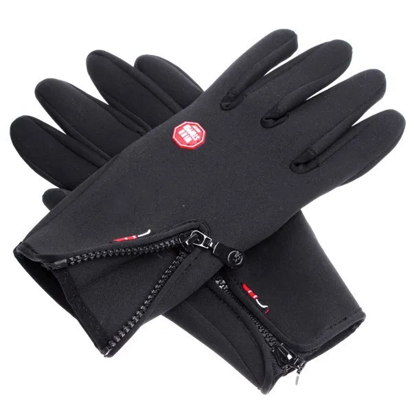 Guantes de esquí negros cálidos para esquí y equitación, guantes de motocicleta para exteriores, guantes de algodón impermeables para viento