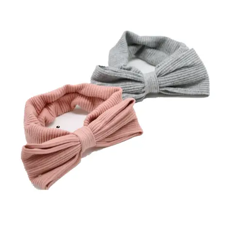 Yeni nervürlü pamuklu kumaş düğüm yay elastik kafa bandı çocuk kafa bandı moda çocuk kafa bandı 12 m-4 yıl için