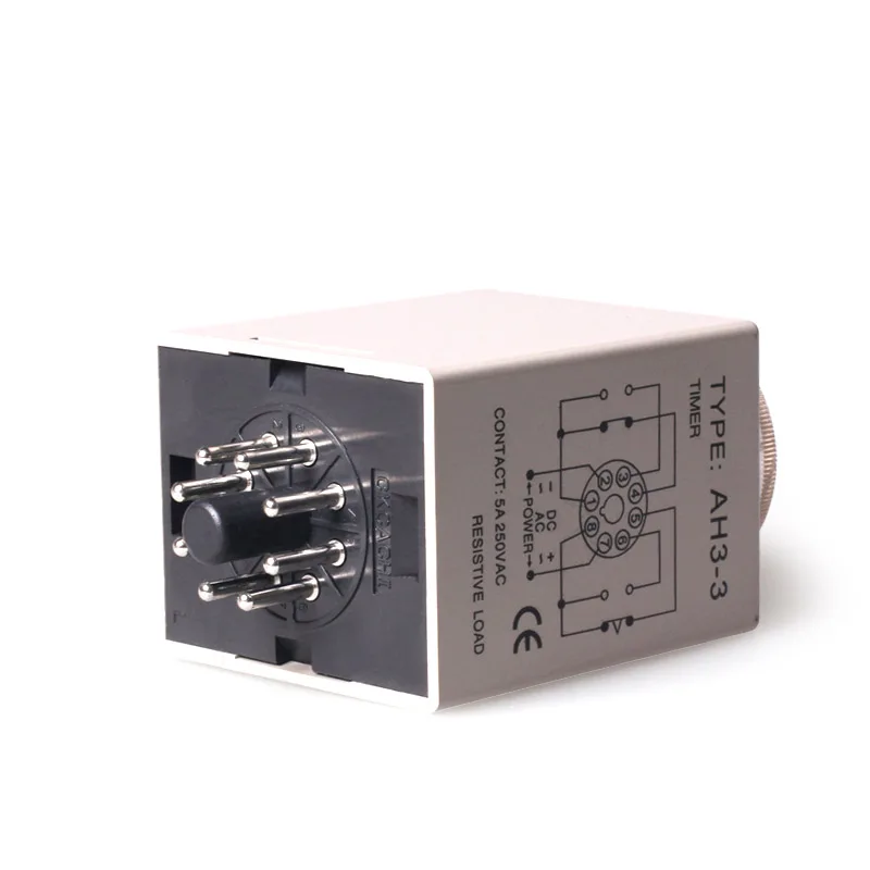 AH3-3 1S/3S/6S/10S/30S/60S/3M/6M/10M/30M/60M Power On Timer Delay Time Relay AC220V/110V DC24V/12V with Socket