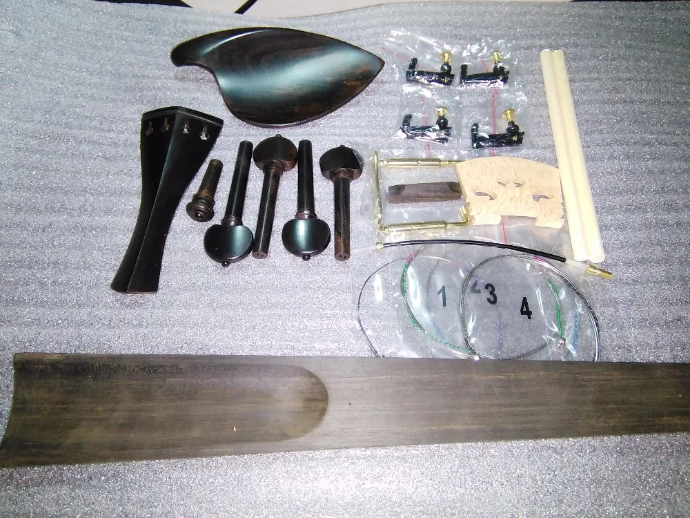 

One Complete set of Original Color Ebony Violin Parts 4/4+4 tuner+string+bridge+2 post etc SF09