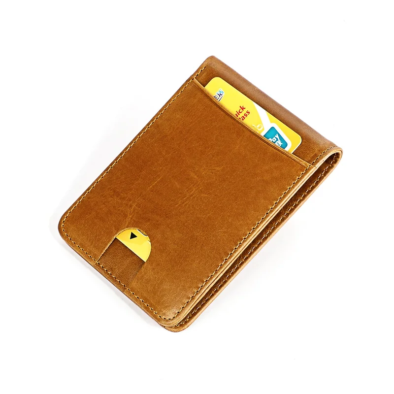 RFID Blocking Genuine Leather Short Man Wallet Mini Women Money Bag Cowhide Men\'s Credit Card Holder Small Purse For Male