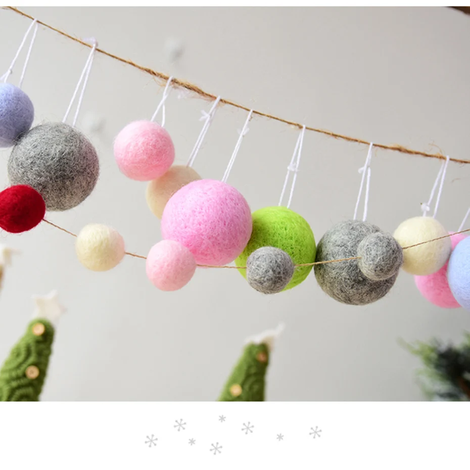 10pc 20mm Felt Balls New Wool Pom Poms Beads DIY Room Party Christmas Gift DIY Craft Round Wool Felt Balls Make Ring Rattle