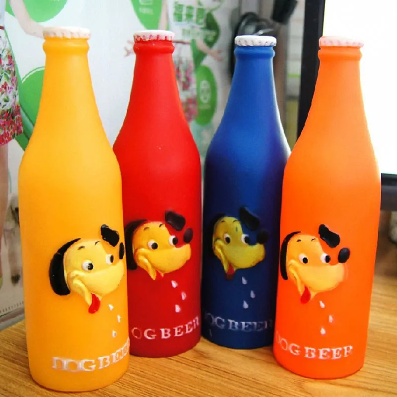

Fashion Dog Toys Silicone Beer Bottle Brother Dog Pattern Puppy Pet Play Chew Squeaky Toys for Dogs Cats Pets Supplies