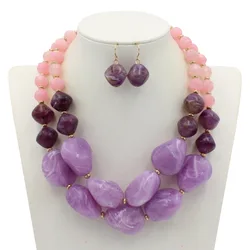 New Bohemia Necklace and Earring Set Big Jewelry Acrylic Acetqate Resin Handmade Women Female Gift Jewelry Set