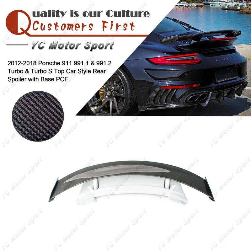 

Carbon Fiber Trunk Wing with FRP Base Fit For 2012-2018 911 991.1 & 991.2 Turbo & Turbo S Top Car Style Rear Spoiler Wing