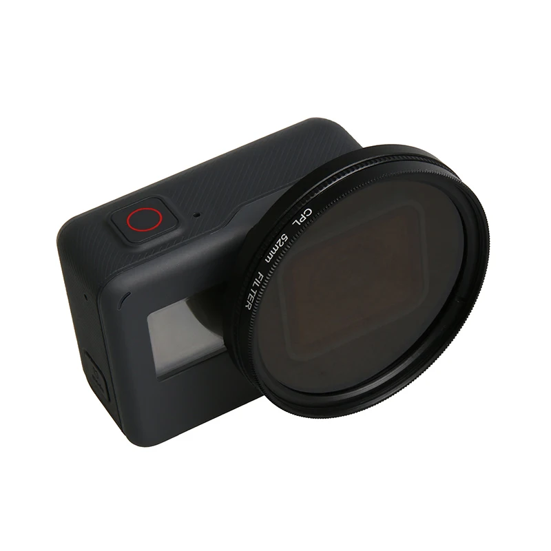 52mm Black Metal Glass Circular Polarizing CPL Lens Filter Set with Filter Adapter for GoPro Hero 7 6 5 waterproof Case