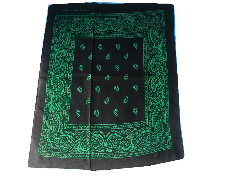 Black and Green Paisley Bandana  Head Wear Bands Scarf Neck Wrist Wrap For Mens