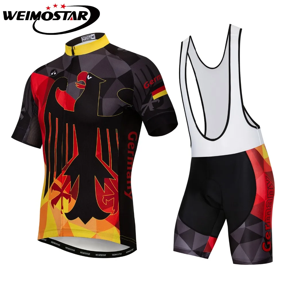 

Germany Men's Summer Short Sleeve Cycling Jersey Sets Pad Bib Shorts Bike Clothing Top Ropa Ciclismo Breathable Bicycle Clothes