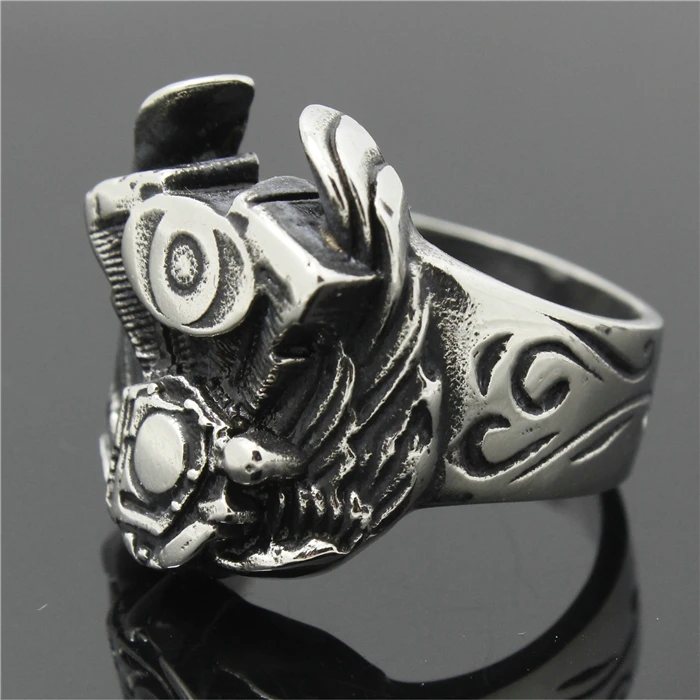 316L Stainless Steel Wings Engine Biker Ring Mens Motorcycle Biker Band Party Mens Ring