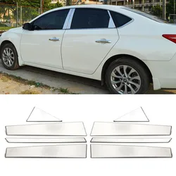 Stainless Car Window Pillar Post Cover Trim Accent Chrome Styling Sticker Accessories For 2013 2014 2015 2016-17 Nissan Sentra