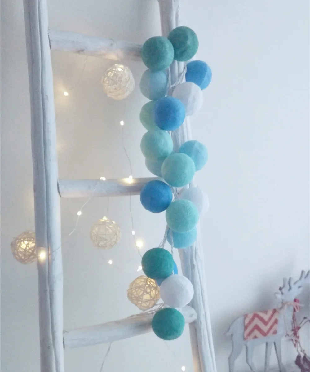 Copper Silver Wire String Lights with Battery Control, Handmade Rattan Ball, Xmas Decoration, Wedding Party, 6cm