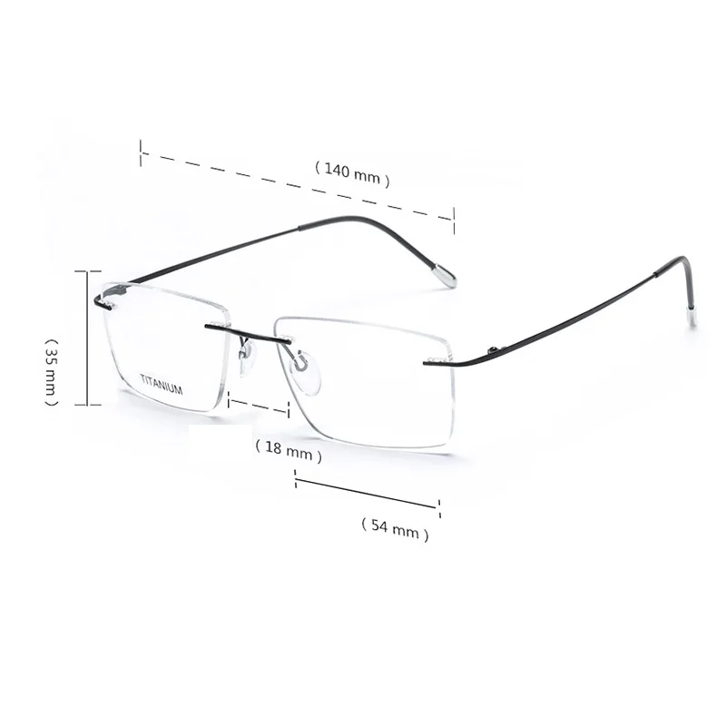 Cubojue Titanium Rimless Reading Glasses Men Eyeglasses Frame Male Prescription Spectacles Optical Diopter Frameless Ultralight