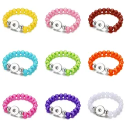 Hot sale colorful Multi-faceted Transparent Beads snap Bracelets fit DIY 18mm snap buttons Jewelrys wholesale AB0006