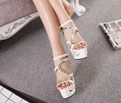 High Quality Buckle Strap Sexy Strange Style Heel Summer Women Shoes Retro Novelty Sandals 15cm High Heels Nightclub Shoes