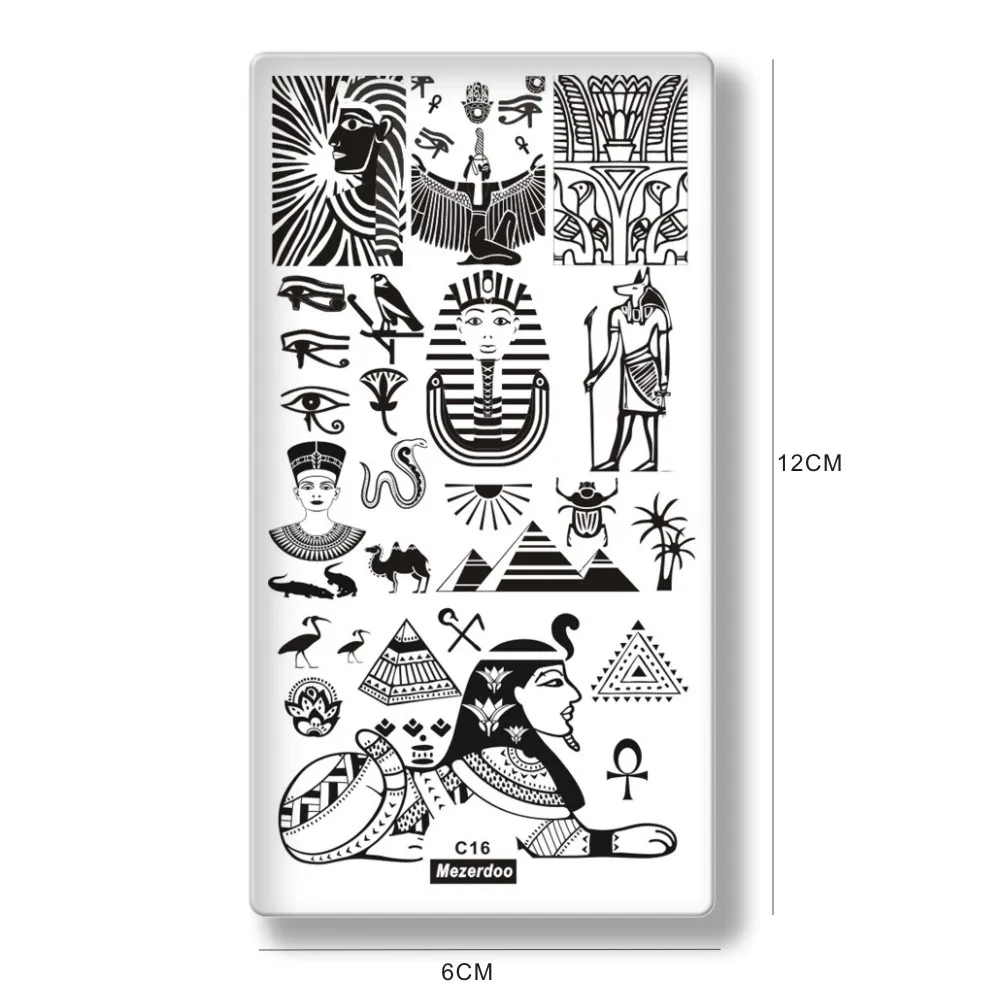 Mezerdoo Pyramid Snake Egypt Theme Nail Art Stainless Plate Image Stamping Plates DIY Manicure Printing Template Plate Tool C16