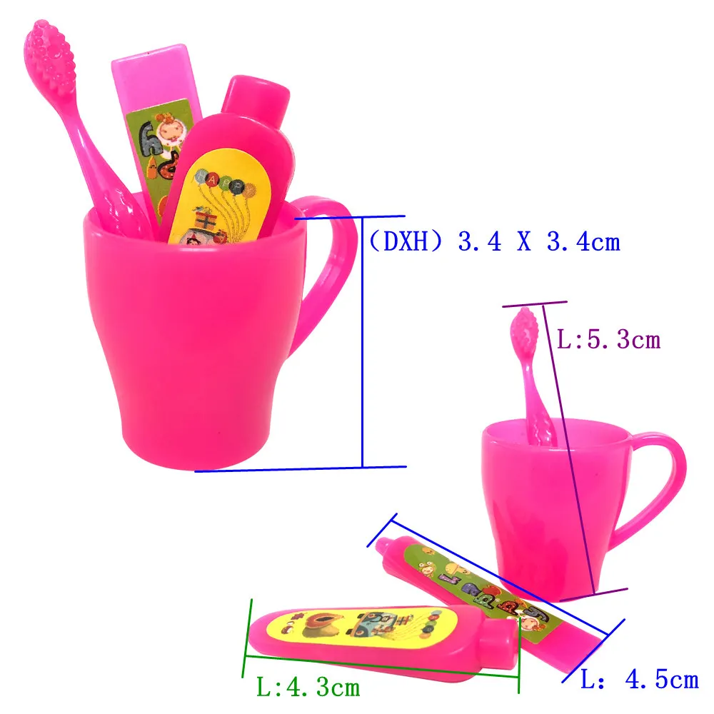 

NK 4 Pcs/Set 1/12 Doll Accessories Mini Toothpaste Kit = Toothbrush + Cleanser Cup Toothpaste For 11.5 Inch Doll Gift