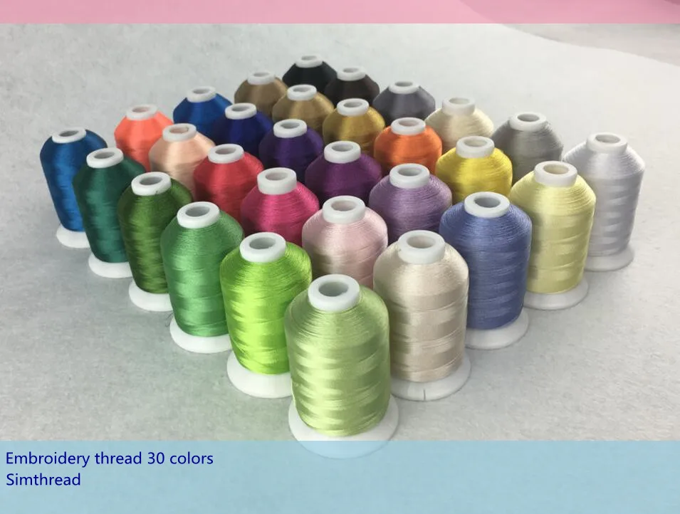 NEW ARRIVAL popular 30 Brother color embroidery thread 1000m/cone threads for any Brother embroidery machine