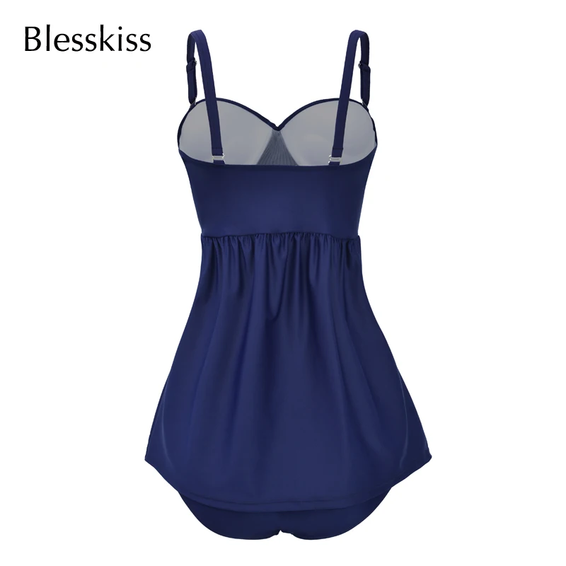 Blesskiss Super Push Up Tankini Swimsuit Women 2023 Plus Size Swimwear Dress Underwire Retro Swim Wear For Bathing Suit Large