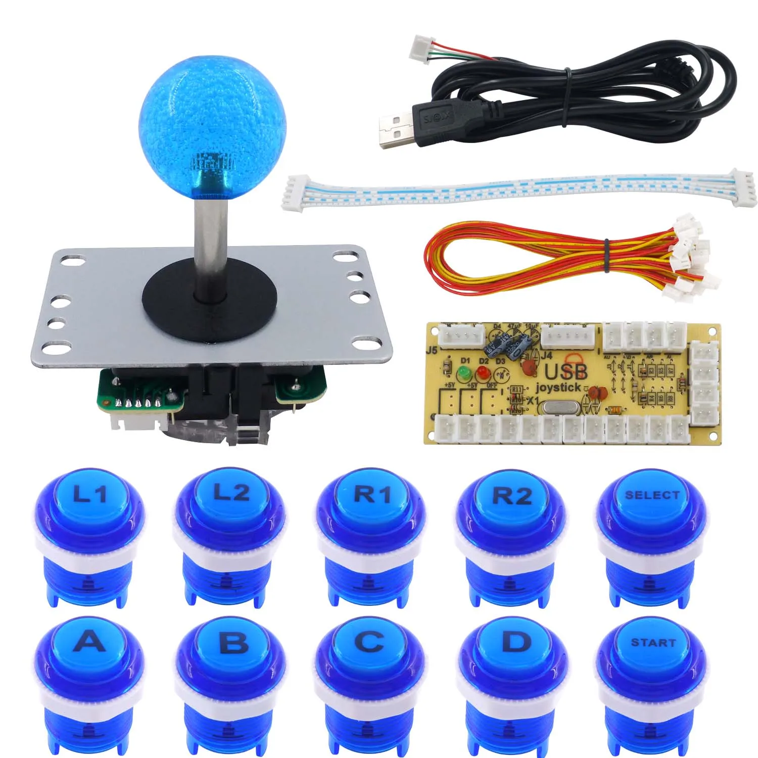 SJ@JX Arcade Game DIY Kit Mechanical Keyboard Switch Matt Frosted Button PC MAME Raspberry Pi 1/2/3 Arcade Joystick Controller