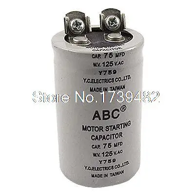 Kapasitor Starter Motor Terminal Sekrup 75MFD 75UF AC 125V