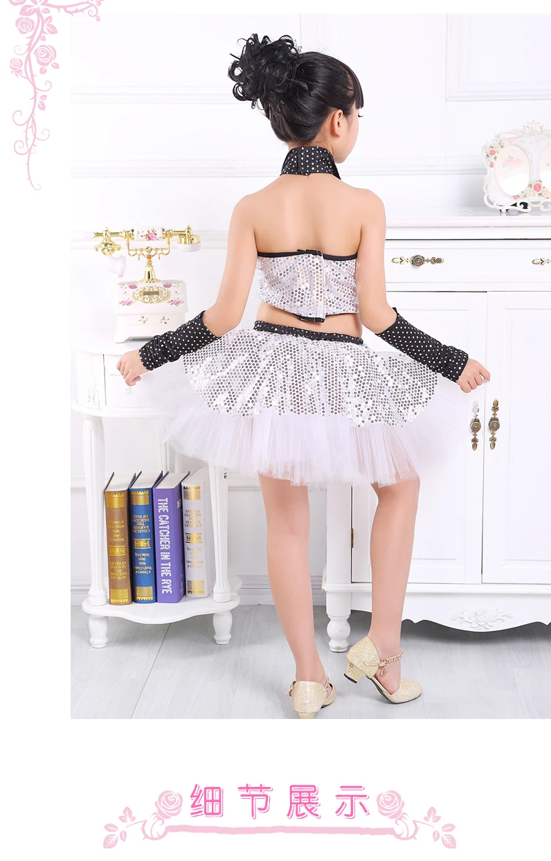 Kinder Pailletten Jazz Dance Modern Dance Kostüm Mode Latin Walzer Tanzen Kleid Bühne Zeigen Kleider Jazz Kostüme Für Mädchen