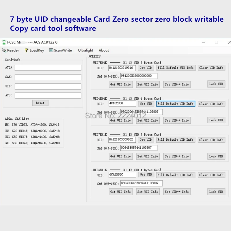ACS ACR122U-A9 13.56 mhz NFC Reader Writer per 7 byte UID Variabile card con software + 1 pcs 7 byte UID carta di changeale