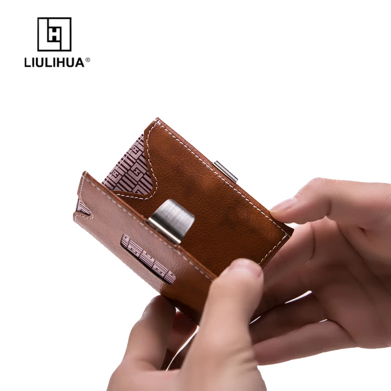 LIULIHUA Wholesale Real Leather Card Holder Case Men Business Mini Purse Compact Cash wallet Fashion Uinque Sublimation Wallet