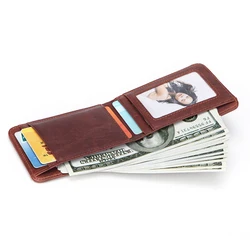 GENODERN Casual Small Wallet for Men Genuine Leather Male Slim Wallets Short Mini Wallet with Card Holder Pocket Purses